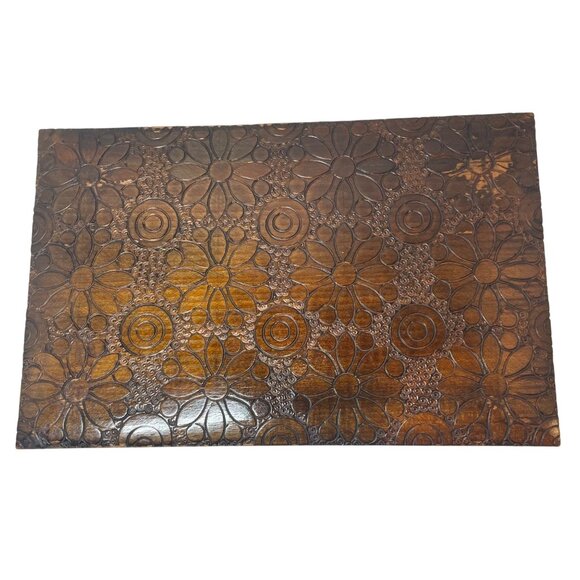 Handcrafted Floral Carved Wooden Storage Box with Hinged Lid and key Elegant Des - Picture 2 of 13